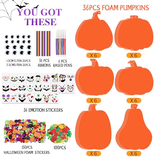 Natonhi 430Pcs Halloween Crafts for Kids, Fall Foam Pumpkin Decorating Kit - image 2