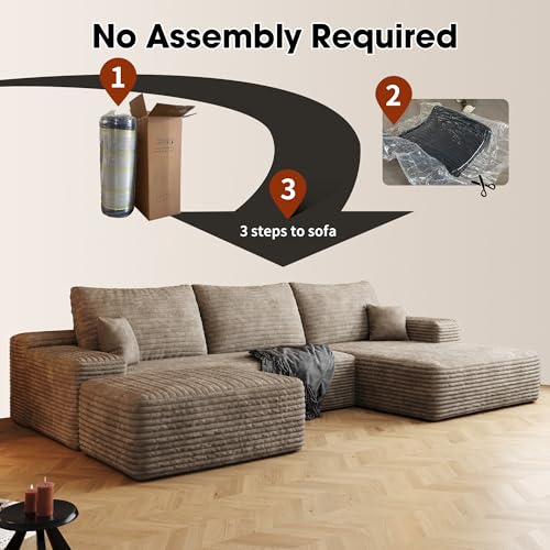 Image of 107 inch Cloud Sectional Sofa Boneless Couches with Chase