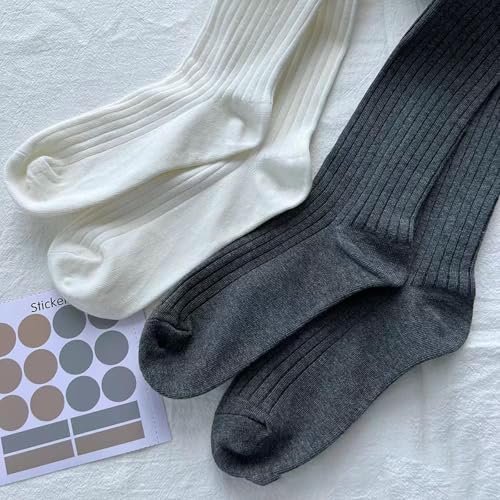 3 pairs - gray vertical stripes slimming versatile bow mid-tube stacking socks4