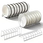 UESDU 4 Pcs Plate Rack for Cupboard, Plate Organiser for Kitchen Cupboard for Pot Lid Bowl Plates Cutting Boards Bakeware