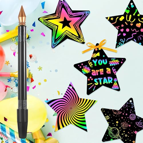 Image of 3 Pcs Scratch Art Tools, Dual Tip Scratch Pens for Rainbow Painting and DIY Crafts, Scratch Art Sticks for Creative Drawing and Art Projects, Scratch Art Painting Paper Tool Kit