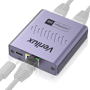 Verilux 1000Mbps RJ45 Gigabit Ethernet Splitter Network Splitter 1 to 2 Gigabit Ethernet Adapter Ethernet Splitter Network Extender RJ45 Connector Internet Network Cable Extender for PC TV Box Router