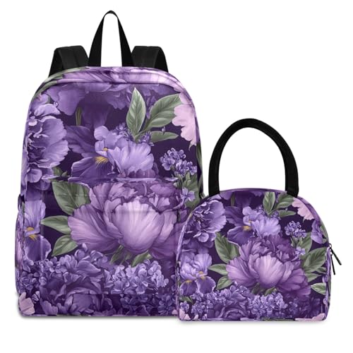 Sac à dos et boîte à déjeuner pivoines pour les pique-niques en famille et sorties d'école