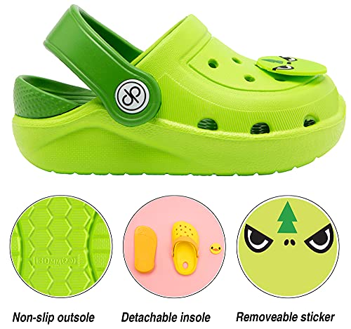 dripdrop Girls Comfort Clogs Kids Slip On Garden Shoes Boys Lightweight Beach Pool Slide Sandals Shower Slipper, Green Dinosaur, 11 Little Kid3