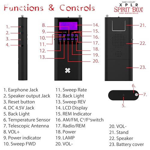 Image of Sam and Colby XPLR Spirit Box | Paranormal Detection Equipment; Haunted Survival; Ghost Hunter Scanner; EMF and EVP Detector; Comprehensive Tool for Spirit Communication