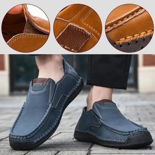 Mens Handmade Genuine Leather Loafers, Dress Oxford Classic Moccasins, Breathable Non Slip Soft Bottom Casual Driving Shoes4