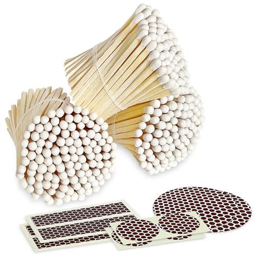 Image of 2 inch Classic White Tip Safety Matches | 300+ Bulk Artisan Matchsticks with Bumble Striker Stickers by Thankful Greetings | Decorative Candle Accessories | Unique & Fun for Home Decor, Gifts, & Events