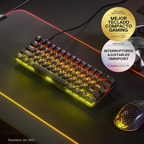 Image of SteelSeries Apex Pro Mini HyperMagnetic Gaming Keyboard - Adjustable Actuation - Compact 60% Form Factor - RGB - PBT Keycaps - USB-C
