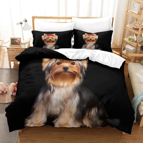 Housse de couette chiot Yorkshire en microfibre résistante de qualité supérieure pour lit single - 3