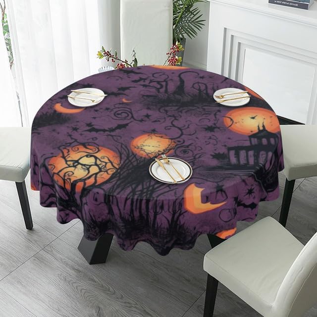 Miniatura 4 de Bidesign Mantel de Halloween, tela de araña y calabaza, mantel impermeable de tela de araña de murciélago y fantasma, mantel a prueba de