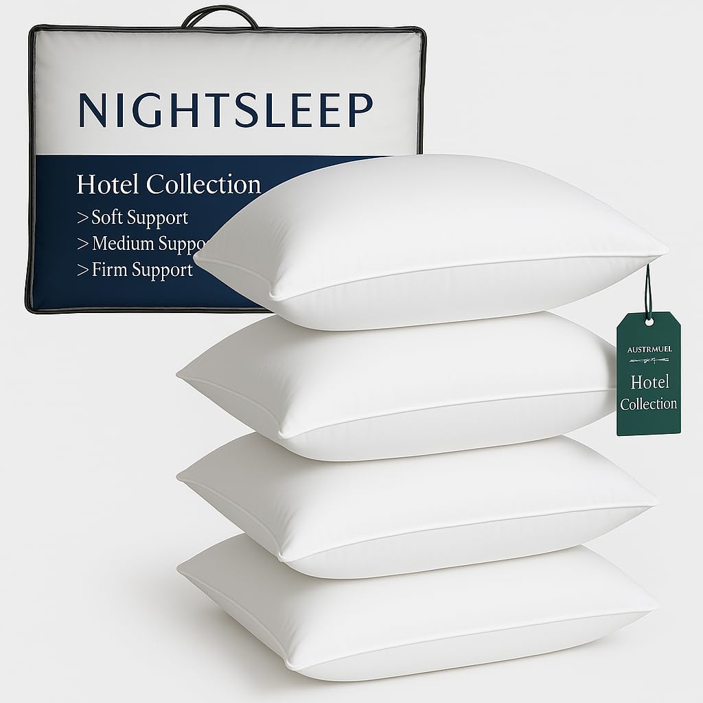 NIGHTSLEEP 4 Pack Deluxe Super Bounce Back Pillows - 2 Bedding Set - 2 Pairs plain pillows — image 1