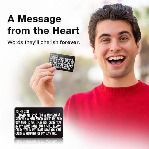 Engraved Wallet Card for Son – Heartfelt Gift from Parents, Birthday, Wedding & Graduation Keepsake, Inspirational Father’s Day Card from Mom & Dad2
