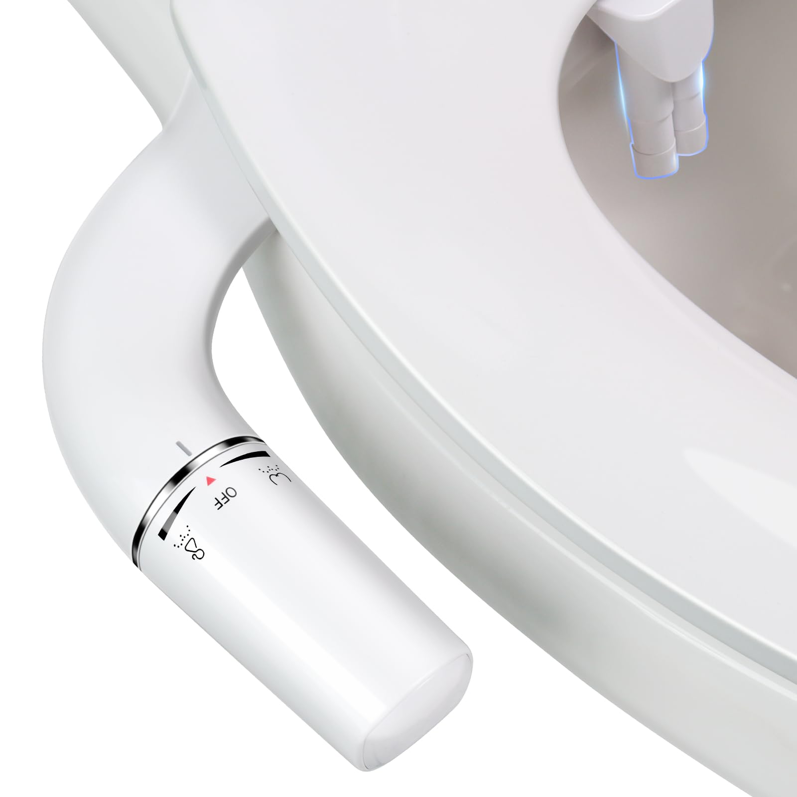 Ultra-thin Bidet Toilette WC, Kit Abattant WC Japonais Bidet De Salle De Bain, Pulvérisateur De Bidet Boku, Buse Rétractable（Anti-colmatage） Et Pression D'eau Réglable, Eau Froide, Blanc