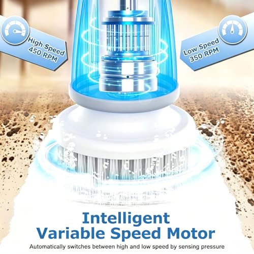Image of DAESUNG Electric Spin Scrubber, Cordless Power Scrubber & Electric Cleaning Brush with 7 Replaceable Heads, Dual Speed IPX7 Waterproof Handheld Scrubber for Bathroom, Shower & Tile Cleaning