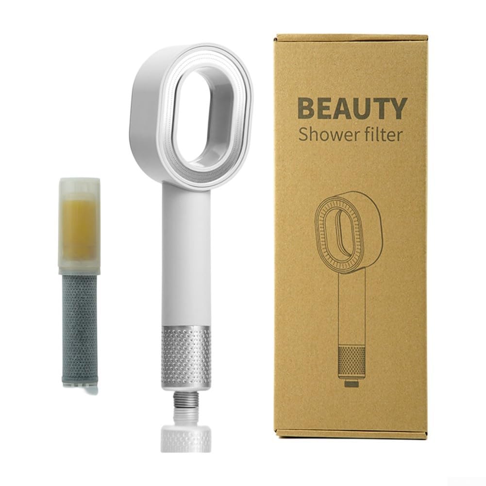 Alcachofa de ducha de alta presión de ABS con filtro antical y aromaterapia, ahorro de agua para una piel más sana, fácil instalación sin herramientas, color blanco (blanco)