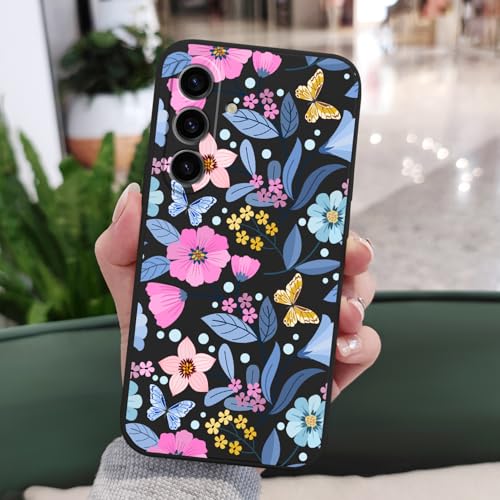 Coque silicone Samsung S24 FE fleur noire protège des rayures