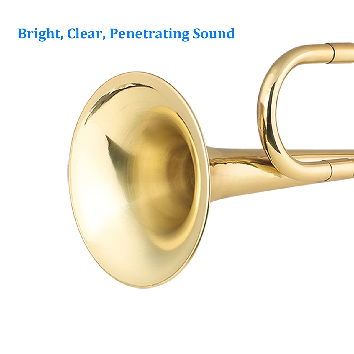 Llamada de Corneta en Forma de C de latón chapada en Oro, Instrumento Musical de caballería con Boquilla para Principiantes, Banda Escolar, Orquesta Militar (18,7 Pulgadas)