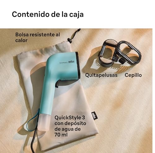 Miniatura 9 de Braun Quickstyle 3 - Plancha De Vapor Vertical Compacta Y Ligera Con Calentamiento Rápido, Vapor 20 G Min, Depósito Extraíble 70 Ml, Funda Resistente Al Calor, Verde Gs3013gr
