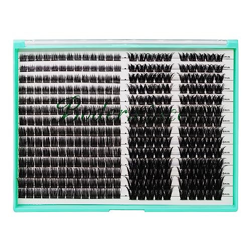 BODERMINCER D Curl 322pcs 8-16mm/10-18mm Lash Clusters Wispy Eyelash Clusters With Thin Band Cluster Eyelash Extensions Natural Volume Lash Extensions DIY Individual Lashes Clusters (M09+M03 MIX)