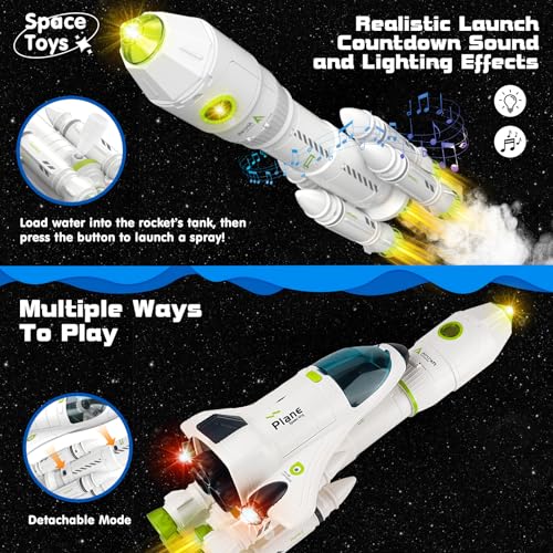 Juguetes de cohete espacial AuntyFey con astronautas y luces para niños 2