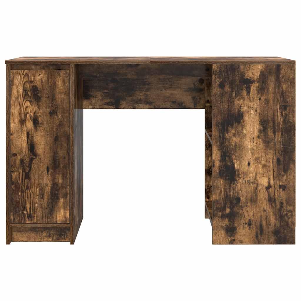 Scrivania in legno di rovere affumicato, 120 x 42 x 76 cm, con cassetto, ripiano, segretario per ufficio, casa, studio, ergonomica, salvaspazio, versatile
