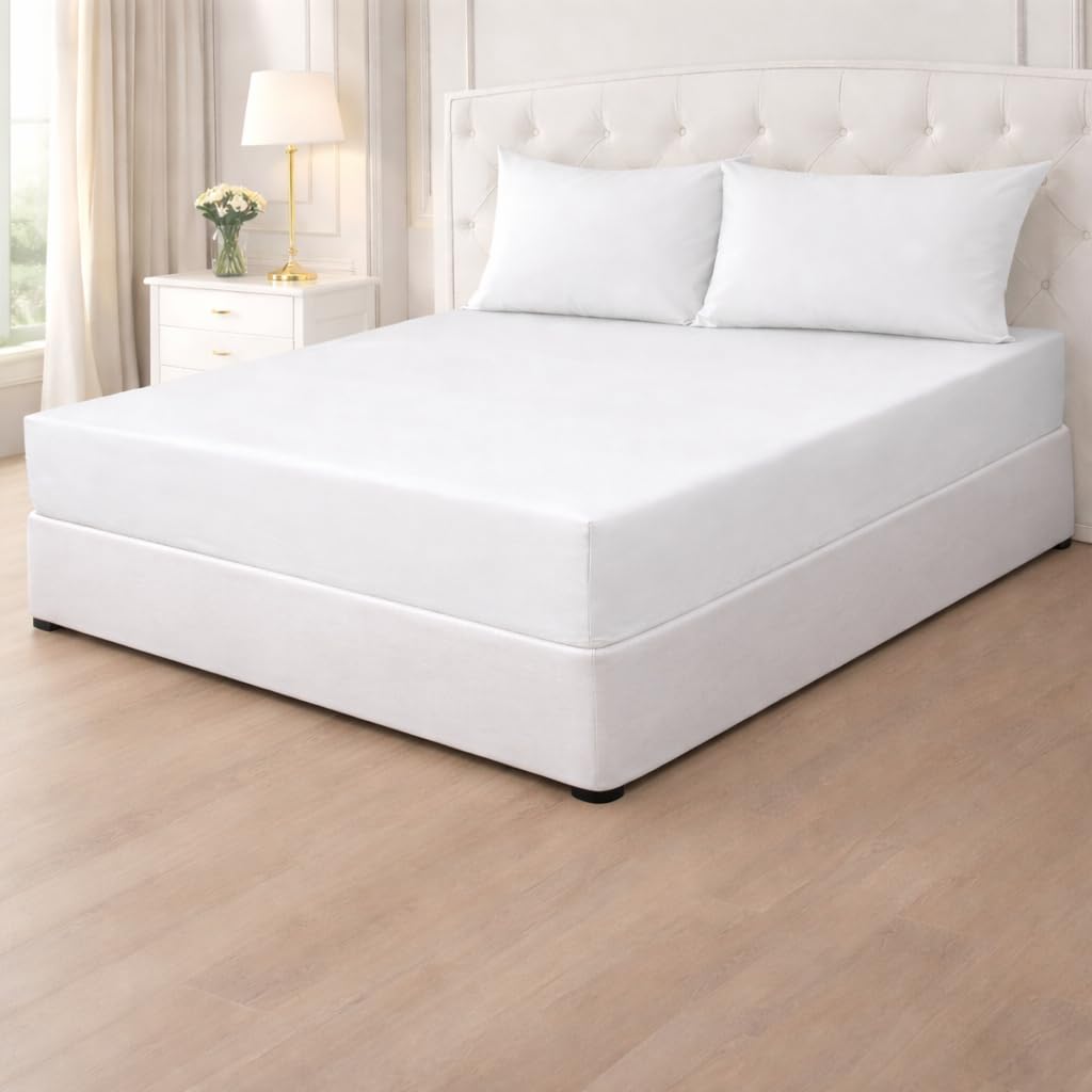 Poly Cotton Fitted Sheets 25cm,Plain PolyCotton Fitted Bed Sheets,Shrinkage & Fade Resistant Percale Quality Fitted Sheets,Non Iron Easy Care (White, Single) โ image 1