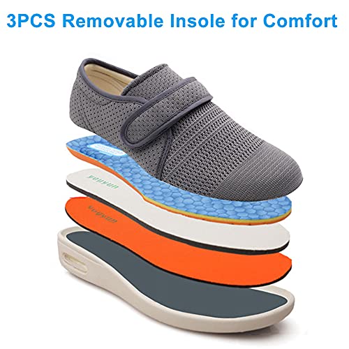 Tênis feminino Diabetic para caminhada, ajustável, para atividades ao ar livre, recuperação, fácil d