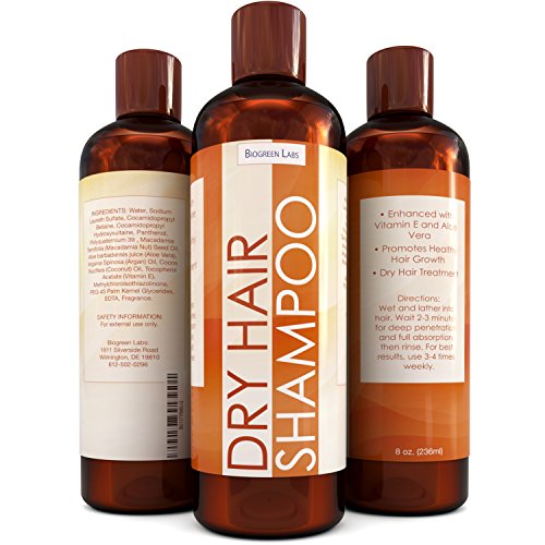 Shampoo For Dry Hair And Flaking Scalp – Dry Hair Shampoo For Women & Men – Moisturizing Anti Frizz with Vitamin E Argan Oil & Aloe Vera – Good for Color Treated Hair – By Biogreen Labs