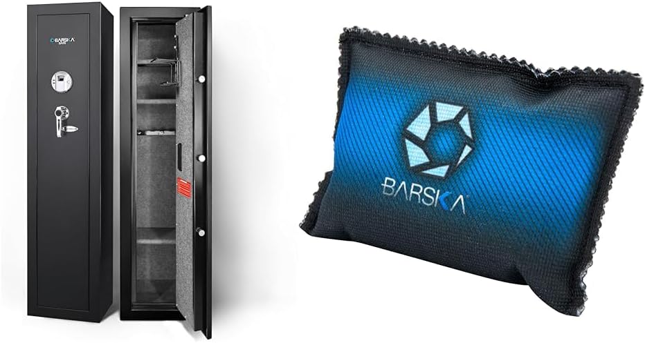 BARSKA 5.52 Cu Ft Biometric Rifle Safe with Accessories and BARSKA Rechargeable Dehumidifier for Safe Moisture Protection