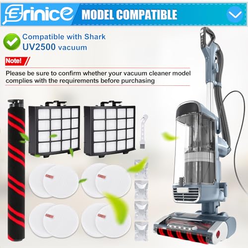 Image of 12 Pack UV2500 Brush Roller Filter Replacement Part Compatible with Shark UV2500 Performance Powered Lift-Away Upright Vacuum, 1 Brushroll 2 Filters 4 Foam Filters 4 odor neutralizer 1 Cleaning Brush