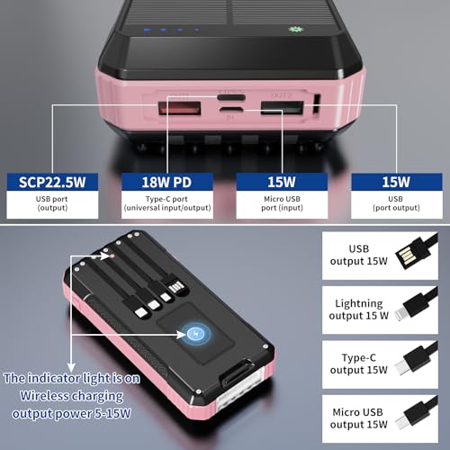 Solar Power Bank 49800mAh con 4 cables integrados miniatura 3