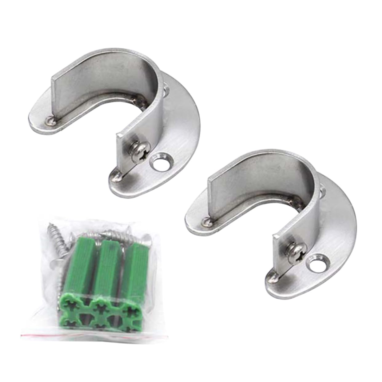 Luxshiny 2 Set Heavy Duty Shaped Stainless Steel Closet Pole Socket Oval Rod End Supports for Easy Installation and Secure Mounting of Curtains and Clothing Silver