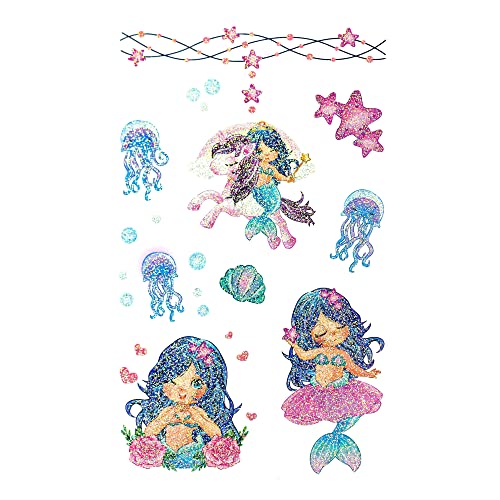 Toyseum 30 x Mermaid Glitter Tattoo Sheets for Kids Premium Temporary Glitter Tattoos, Pack of 30 Sheets (432 Tattoos Total) - Image 4
