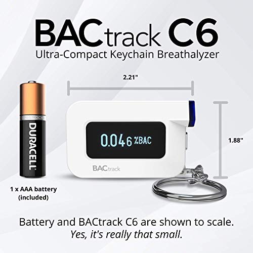 Bactrack C6 Keychain Breathalyzer + 50 Breathalyzer Mouthpieces Bundle #TOP1