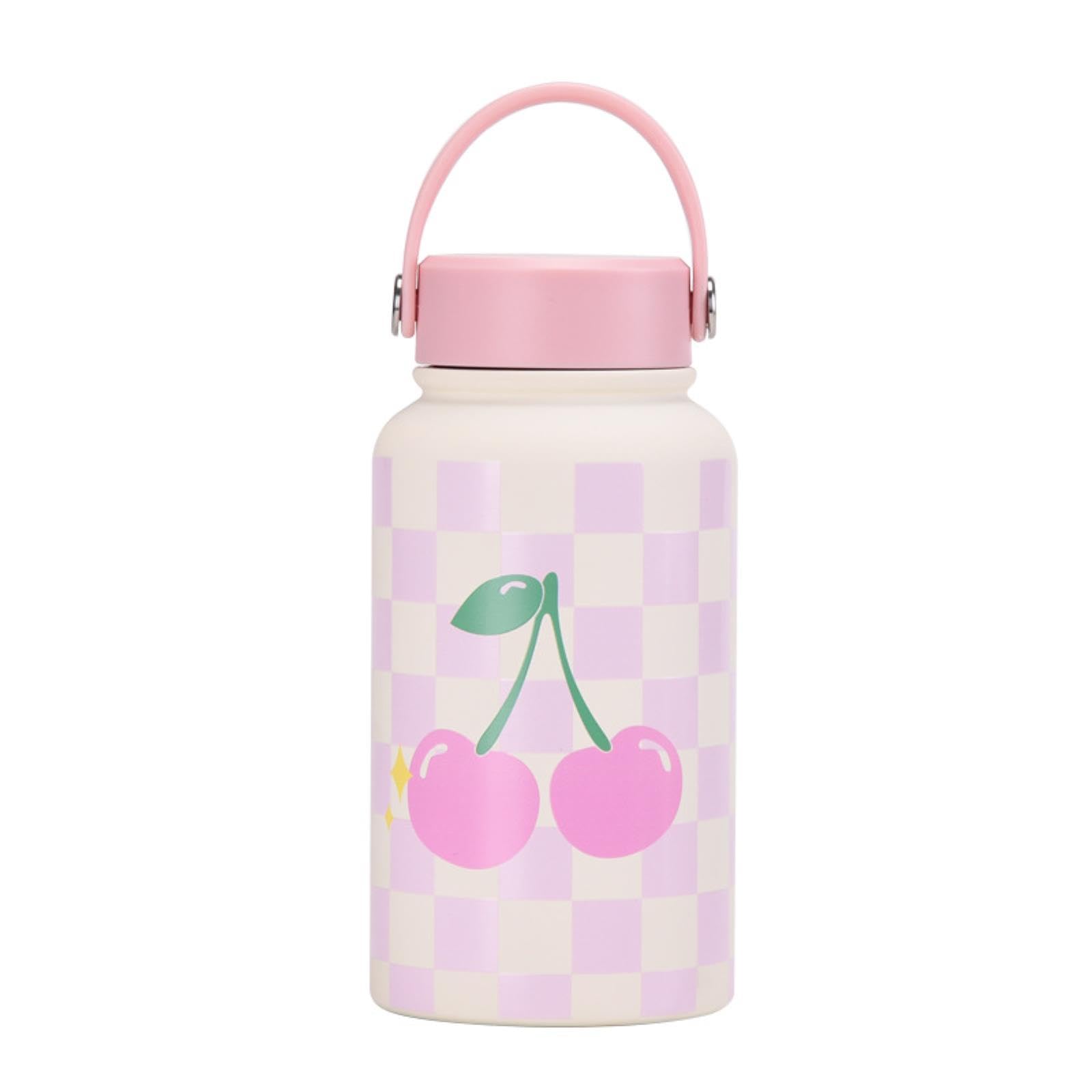 CAPIJIONG650ml/22oz Wide Mouth Printed Portable Insulated Cup For Children And Students, Vacuum Double-Layer Insulated Cup-Ivory white E-style