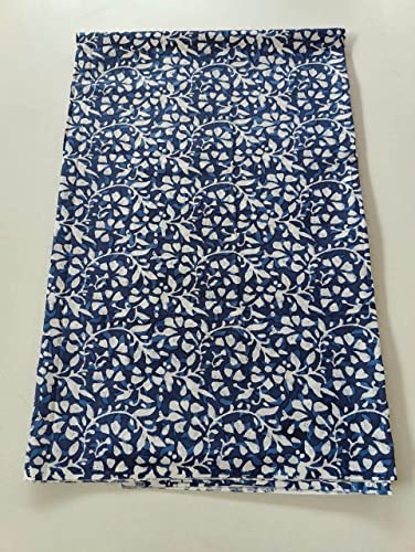Image of Floral Printed Cotton Fabric Cloth Hand Block Print Fabric Women Material Running Jaipuri Hand Block Printed Women Dress Material Kurtis Natural 44 inch Inches Width 2.5 Meter (Pattern 40)