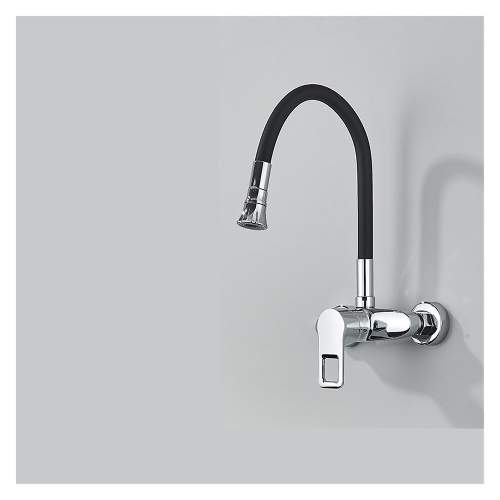 Grifo de cocina de pared negro mate con manguera flexible de acero inoxidable SUS304 8