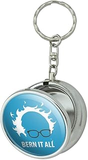 Bern It All Bernie Sanders Burning Democrat Portable Travel Size Pocket Purse Ashtray Keychain with Cigarette Holder