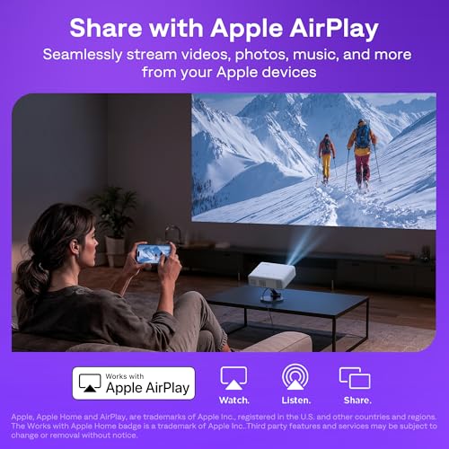 Aurzen Roku TV Smart Projector with Wifi and Bluetooth, Roku TV Built-in, 1080P FHD, DoIby Audio, Auto Focus & Keystone, Zoom, Movie Portable Outdoor Mini Projector for Soccer Football Game, White - Image 7