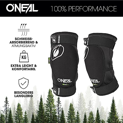 O’NEAL | Knieprotektor | BMX Mountainbike Downhill | IPX®- Aufprallschutz aus Polyurethan, Leichte Konstruktion, Abriebfestes Material | Dirt Knee Guard | Erwachsene | Schwarz Weiß | Größe S