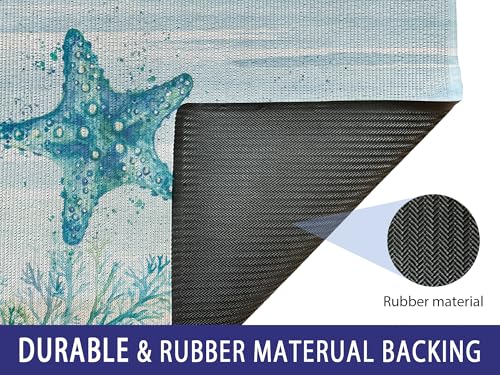 Bnwepo Coastal Outdoor Mats for Front Door, Coastal Door Mat Indoor Entrance, Starfish Coastal Beach House Outdoor Mat, 17x30 Inch - Image 5