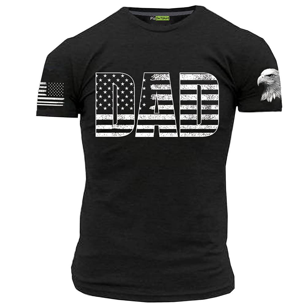 picontshirtMilitary Dad Shirt for Father, Army Marine Tshirts for Men
