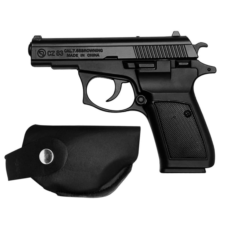 Image of Heavy Metal Gun Pistol Shaped with Barrel Pull Back System and Holster Pocket Lighter