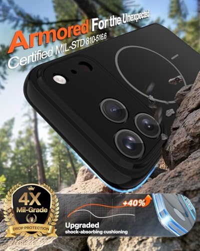 Image of Magnetic for iPhone 17 Pro Case,Shockproof Matte Cover,Black Matte | with Screen Protector,Compatible with MagSafe,Military Grade Drop Protection,Full Camera Protection,Non-Slip Design Case