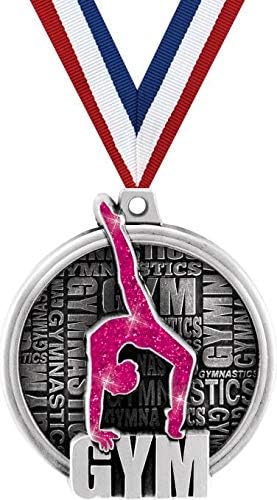 Crown Awards Gymnastics Medals - 2" Kudos Pink Gymnast Award Medals Silver