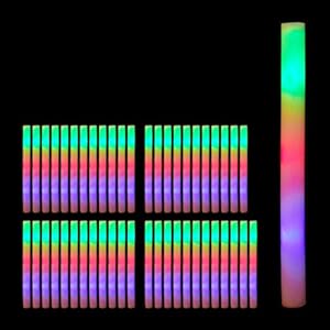 48x lichtstaaf led, foamsticks met licht, 3 modi, batterijen, partystaaf 46.5 cm lang, wit