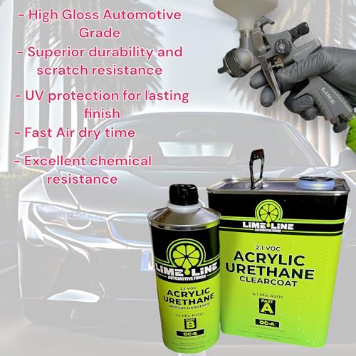 Lime Line OC-AB Automotive 2K Clearcoat, 1.25 Gallon Kit- 4:1 Mixture - Overall High Gloss Finish Top Coat For Cars thumb #1