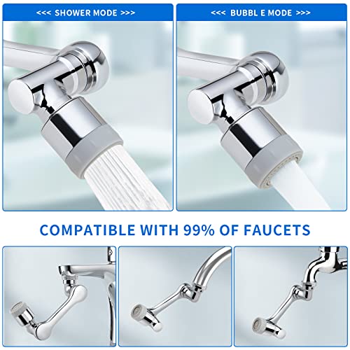 Baotom Faucet Extender For Bathroom Sink, Universal 1080° Robotic Arm Swivel Faucet Aerator, Brass Sink Faucet Attachment With 2 Water Outlet Modes, For Kitchen & Bath Faucet Parts Replacement #TOP1