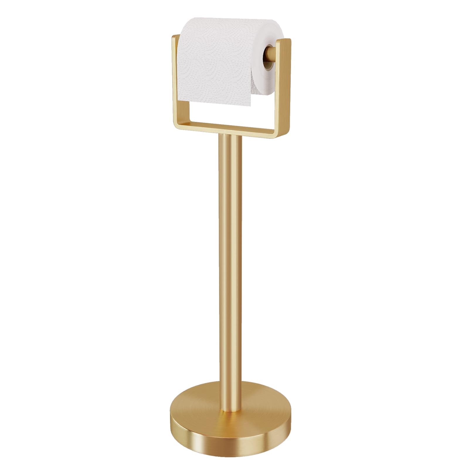 YUMORE Toilet Paper Holder Free Standing, Stainless Steel Toilet Paper Stand, Weighted Base Floor Tissue Roll Holder for Bathroom,Gold 200UP โ image 1