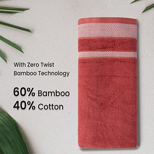 Image of Zero Twist Bamboo Towels for Bath | Ultra Soft, Highly Absorbent, Quick Dry, Anti Bacterial Bamboo Bath Towel for Men & Women || 450 GSM, 29 x 59 Inches (1, Rust)